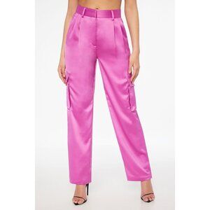 Dynamite Womens Izabel Satin Straight Leg Cargo Pants Meadow Mauve Purple size 4